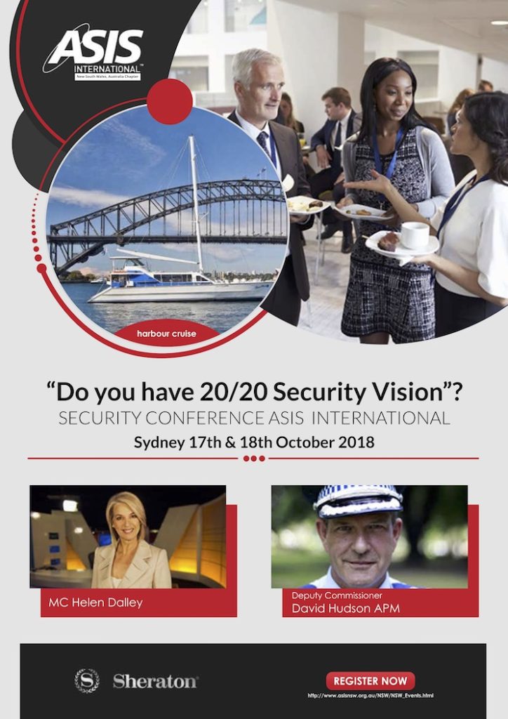 flyer of Security Conference ASIS International Sydney 17th and 18th October 2018