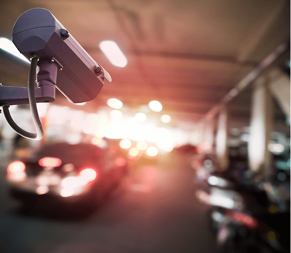 security camera in a parking garage