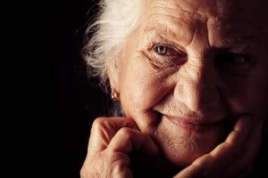 close up shot of a smiling old woman