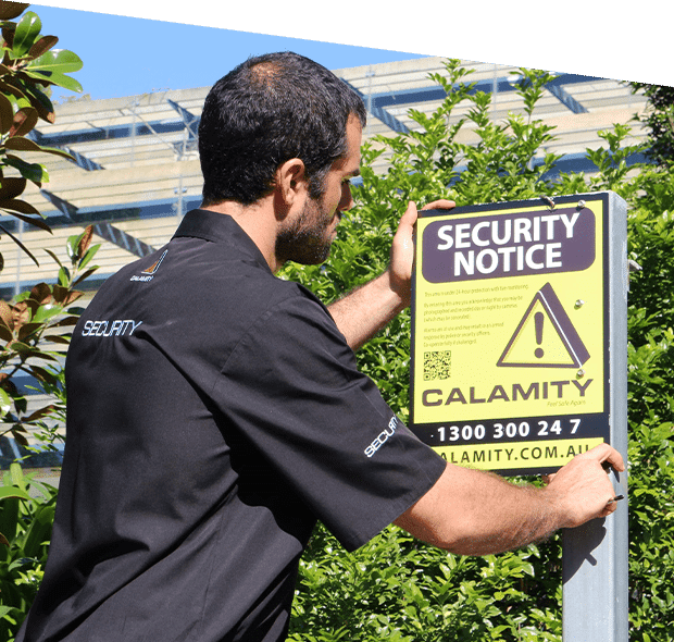 an employee installing a Calamity security notice