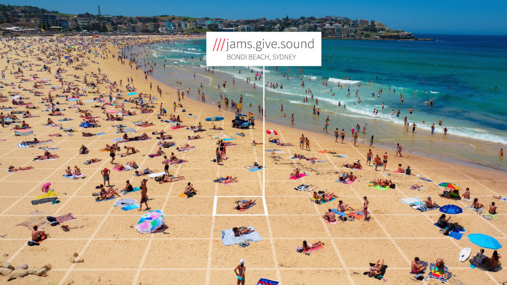 What3Words address on Bondi Beach