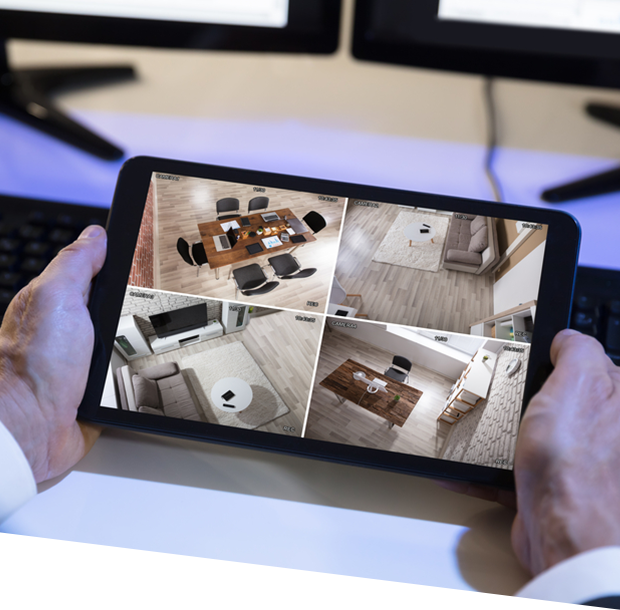 Close up of a businessman looking at footage