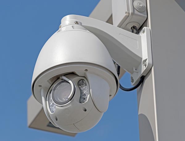 security camera and LED Street lantern mounte