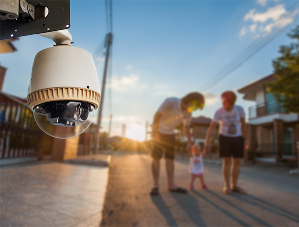 CCTV Camera Operating with family in background of village