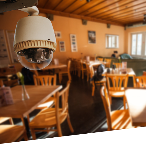 CCTV camera operating in a estaurant