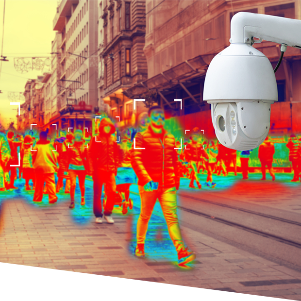 Simulation of body temperature check by thermoscan or infrared thermal camera