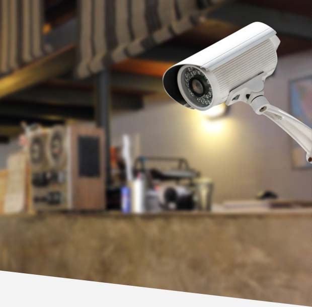 security camera monitoring in a coffee shop at hotel