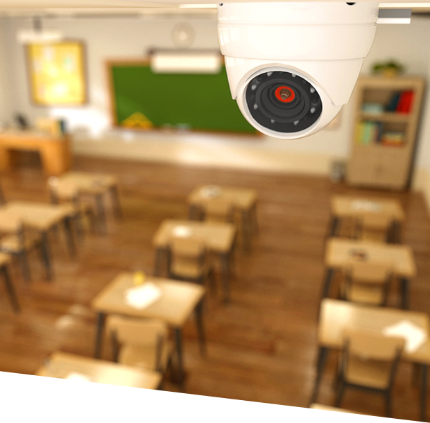illustration of security camera in a classroom